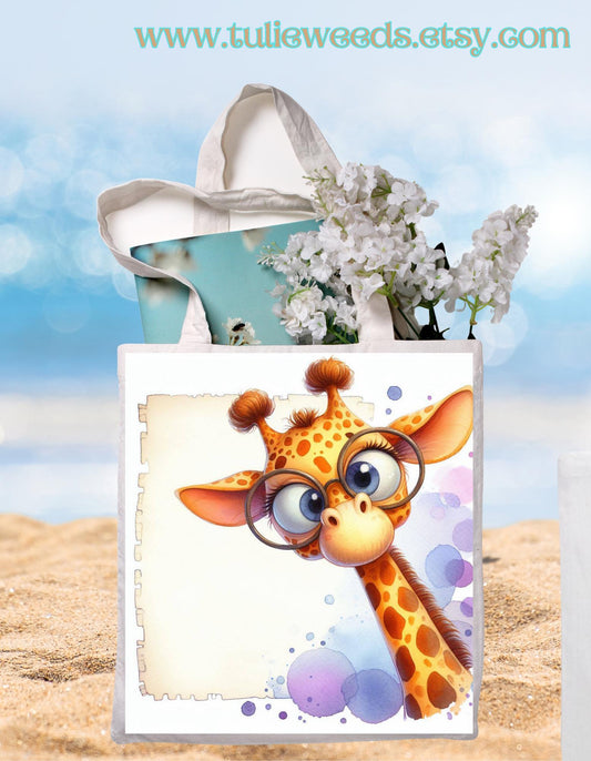 Tote bag, totes, handbag, picnic bag, shopping bag, book bag, purse, canvas, kids, beach bag, travel tote, giftbag, giraffes, baby shower