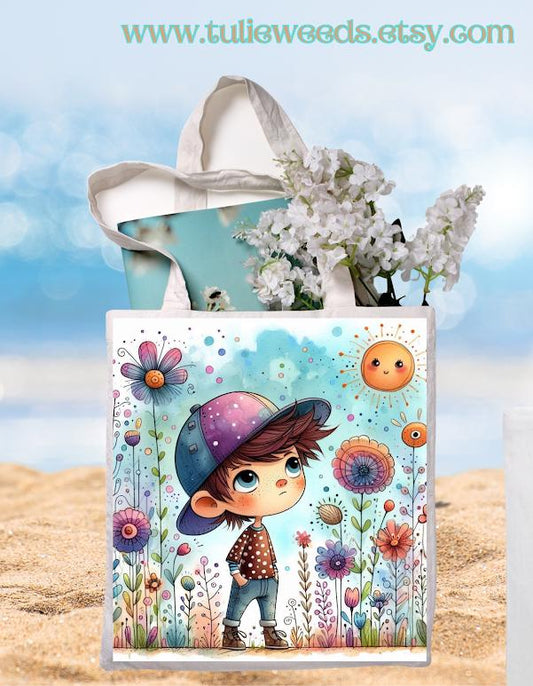 Tote bag, girl, boy, totes, handbag, picnic bag, shopping bag, book bag, purse, canvas, kids, beach bag, travel tote, giftbag