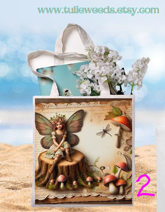 Tote bag, girl, totes, handbag, picnic bag, shopping bag, book bag, purse, canvas, fairies, butterflies, beach bag, travel tote, giftbag