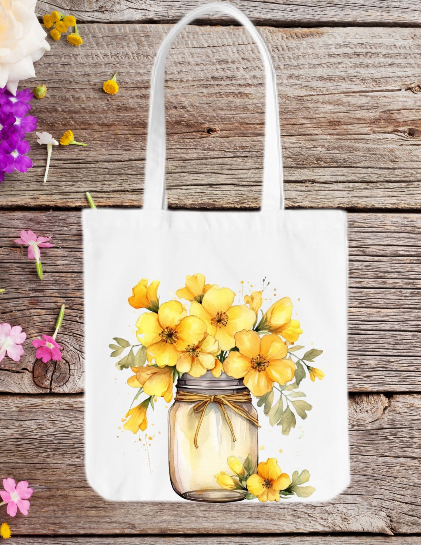 Tote bag, canvas tote, flowers, gift ideas, shopping bag, grocery bag, school bag, book bag, beach tote, travel bag, vases, mother's gifts