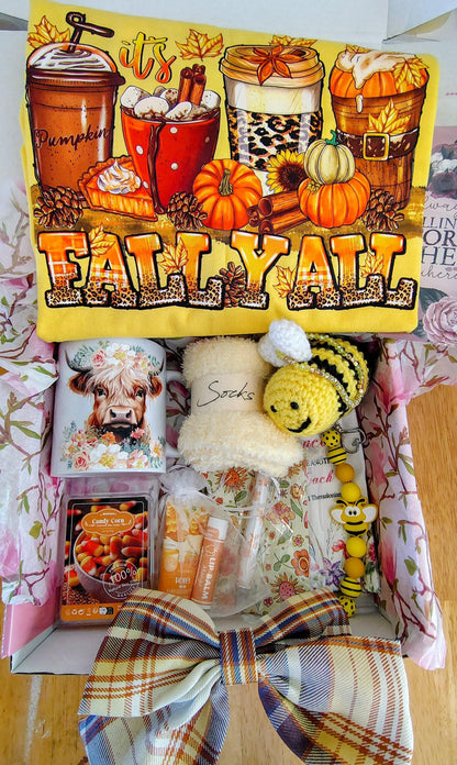 Fall Gift Boxes, T-shirts, cups, tumblers, October,key chain, stationary, clothes,socks,candles,gift set,