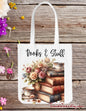 Tote bag, book bag, purse, teacup, beach bag, shopping bag, gift ideas, carry bag, books, reading, flowers, gift ideas, mother's day gifts