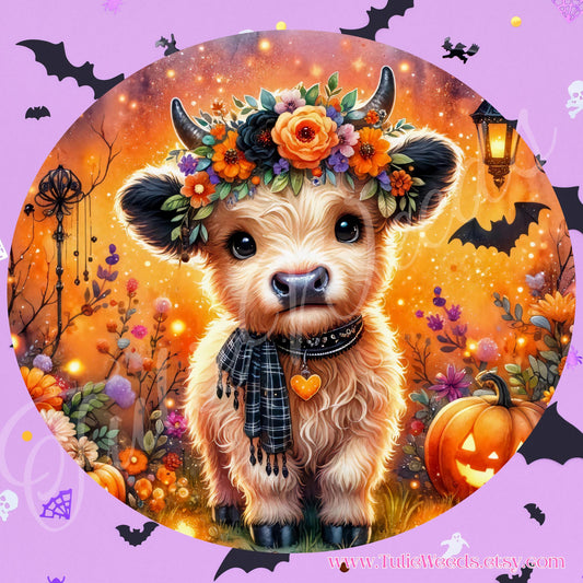 Cow, door hanger, wall hangers, metal, decoration, country, highland cow wall hanger, ,flowers, wreath sign, round sign, home decor,