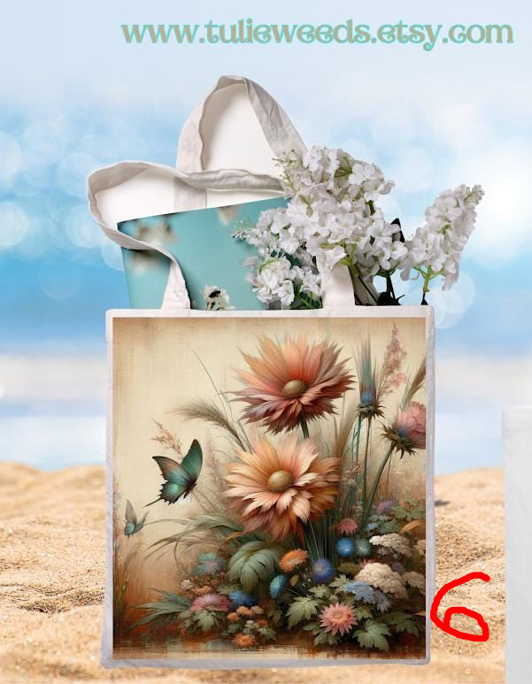 Tote bag, girl, totes, handbag, picnic bag, shopping bag, book bag, purse, canvas, flower tote, butterflies, beach bag, travel tote, giftbag