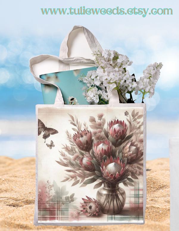 Tote bag, girl, totes, handbag, picnic bag, shopping bag, book bag, purse, canvas, flowers, butterflies, beach bag, travel tote, giftbag