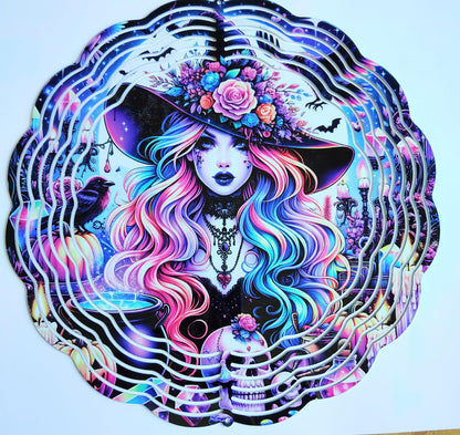 Wind spinners, yard decorations, witches, metal signs, handmade sign, outdoor signs, tail ball spinner, Halloween, garden decor, fall,