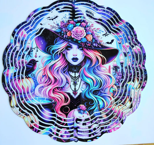 Wind spinners, yard decorations, witches, metal signs, handmade sign, outdoor signs, tail ball spinner, Halloween, garden decor, fall,