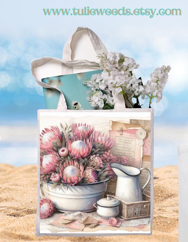 Tote bag, girl, totes, handbag, picnic bag, shopping bag, book bag, purse, canvas, flowers, butterflies, beach bag, travel tote, giftbag