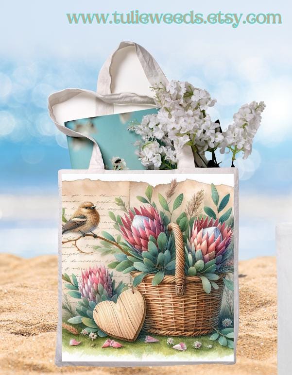 Tote bag, girl, totes, handbag, picnic bag, shopping bag, book bag, purse, canvas, flowers, butterflies, beach bag, travel tote, giftbag