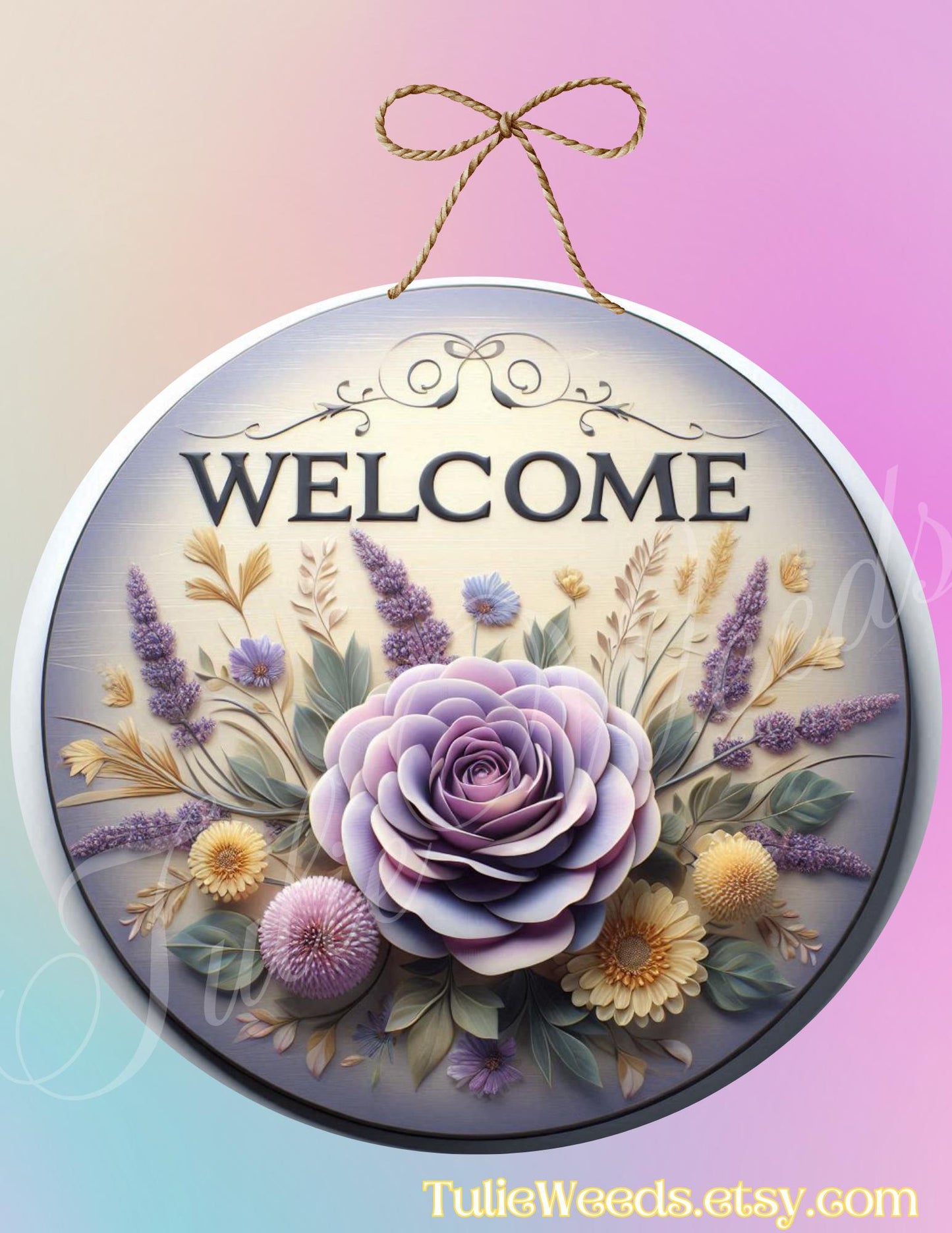 Door hanger, wall hangers, metal, decoration, country, flower wall hanger, wreath sign, round sign, home decor, welcome signs,