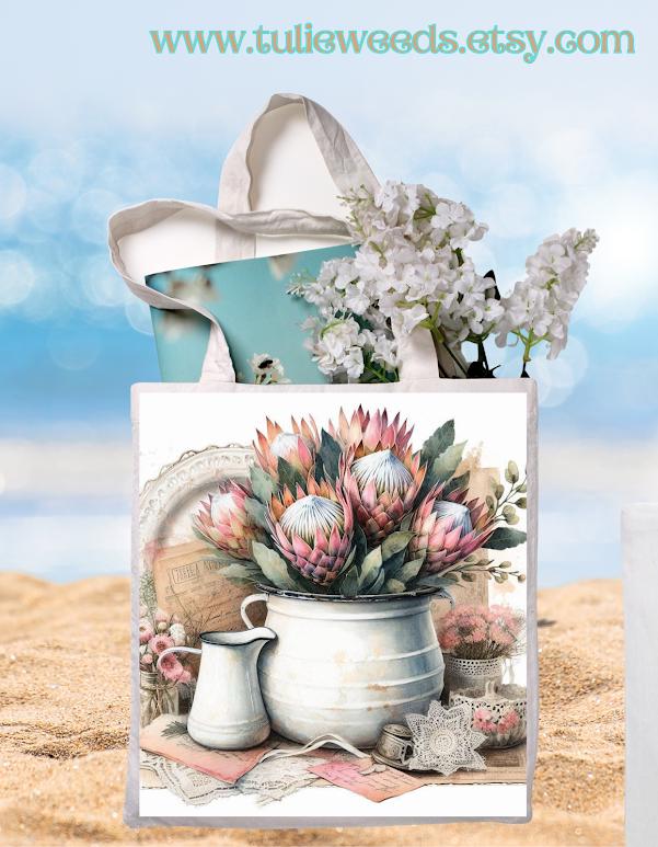 Tote bag, girl, totes, handbag, picnic bag, shopping bag, book bag, purse, canvas, flowers, butterflies, beach bag, travel tote, giftbag