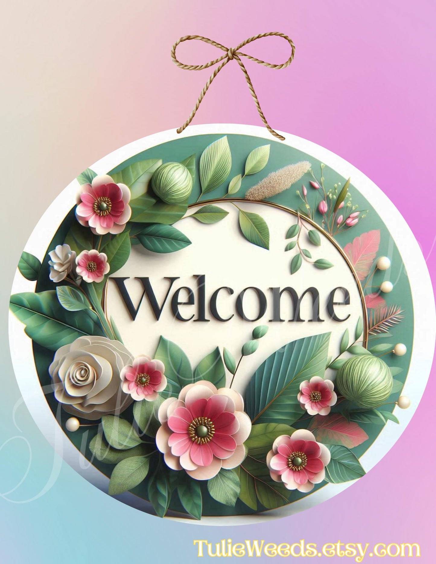 Door hanger, wall hangers, metal, decoration, country, flower wall hanger, wreath sign, round sign, home decor, welcome signs,