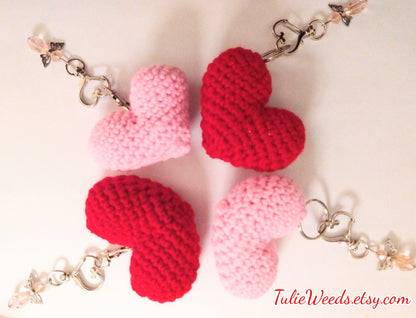 Pocket hugs,hearts, keychains,Valentine's, crochet heart,red heart, pink, heart,cards,gift ideas, puffed heart, hugs