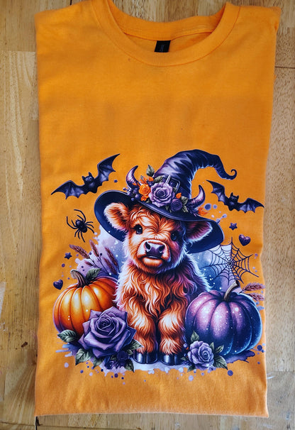 Halloween T-shirt, purple shirt, clothes, skulls, shirts, fall clothes,cows,orange clothes