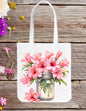 Tote bag, canvas tote, flowers, gift ideas, shopping bag, grocery bag, school bag, book bag, beach tote, travel bag, vases, mother's gifts