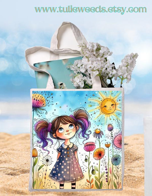 Tote bag, girl, boy, totes, handbag, picnic bag, shopping bag, book bag, purse, canvas, kids, beach bag, travel tote, giftbag
