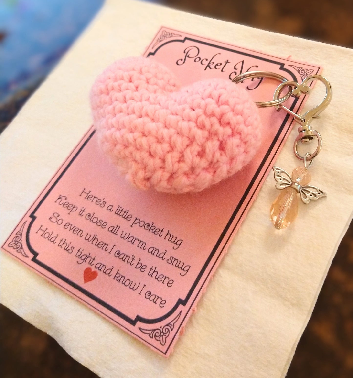 Pocket hugs,hearts, keychains,Valentine's, crochet heart,red heart, pink, heart,cards,gift ideas, puffed heart, hugs