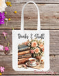 Tote bag, book bag, purse, teacup, beach bag, shopping bag, gift ideas, carry bag, books, reading, flowers, gift ideas, mother's day gifts