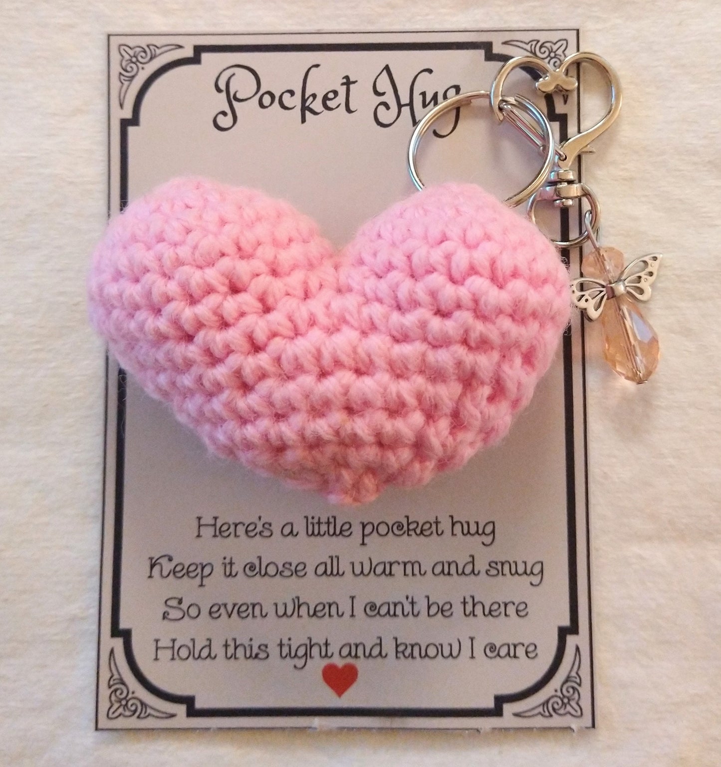 Pocket hugs,hearts, keychains,Valentine's, crochet heart,red heart, pink, heart,cards,gift ideas, puffed heart, hugs