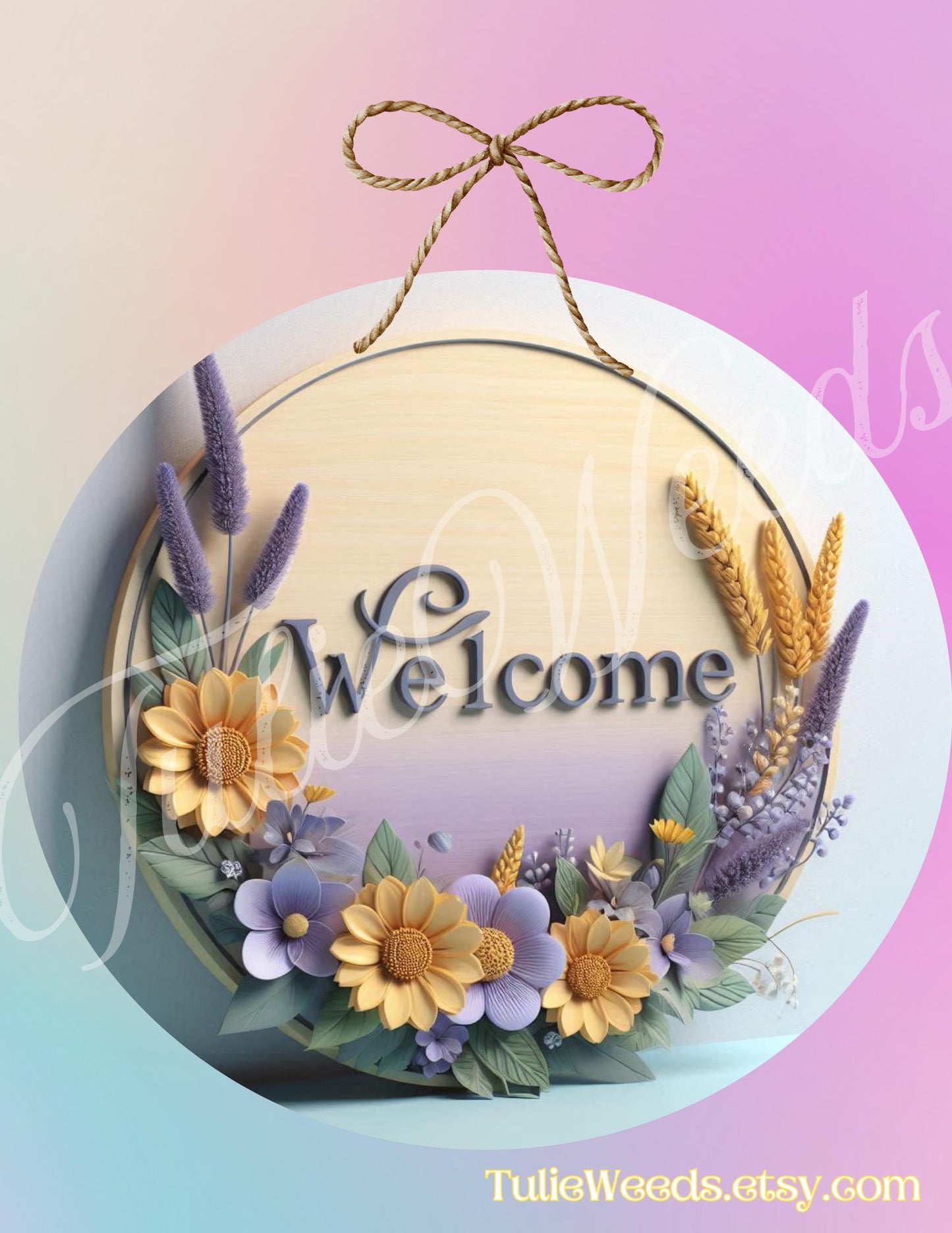 Door hanger, wall hangers, metal, decoration, country, flower wall hanger, wreath sign, round sign, home decor, welcome signs,
