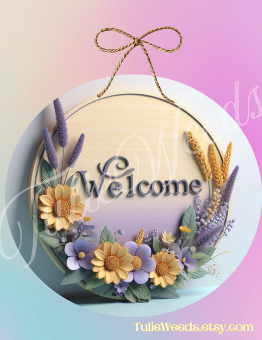 Door hanger, wall hangers, metal, decoration, country, flower wall hanger, wreath sign, round sign, home decor, welcome signs,