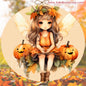 Fairy, door hanger, wall hangers, metal, decoration, country, Fall, Halloween, pumpkin, hanger, wreath sign, round sign, home decor, girl