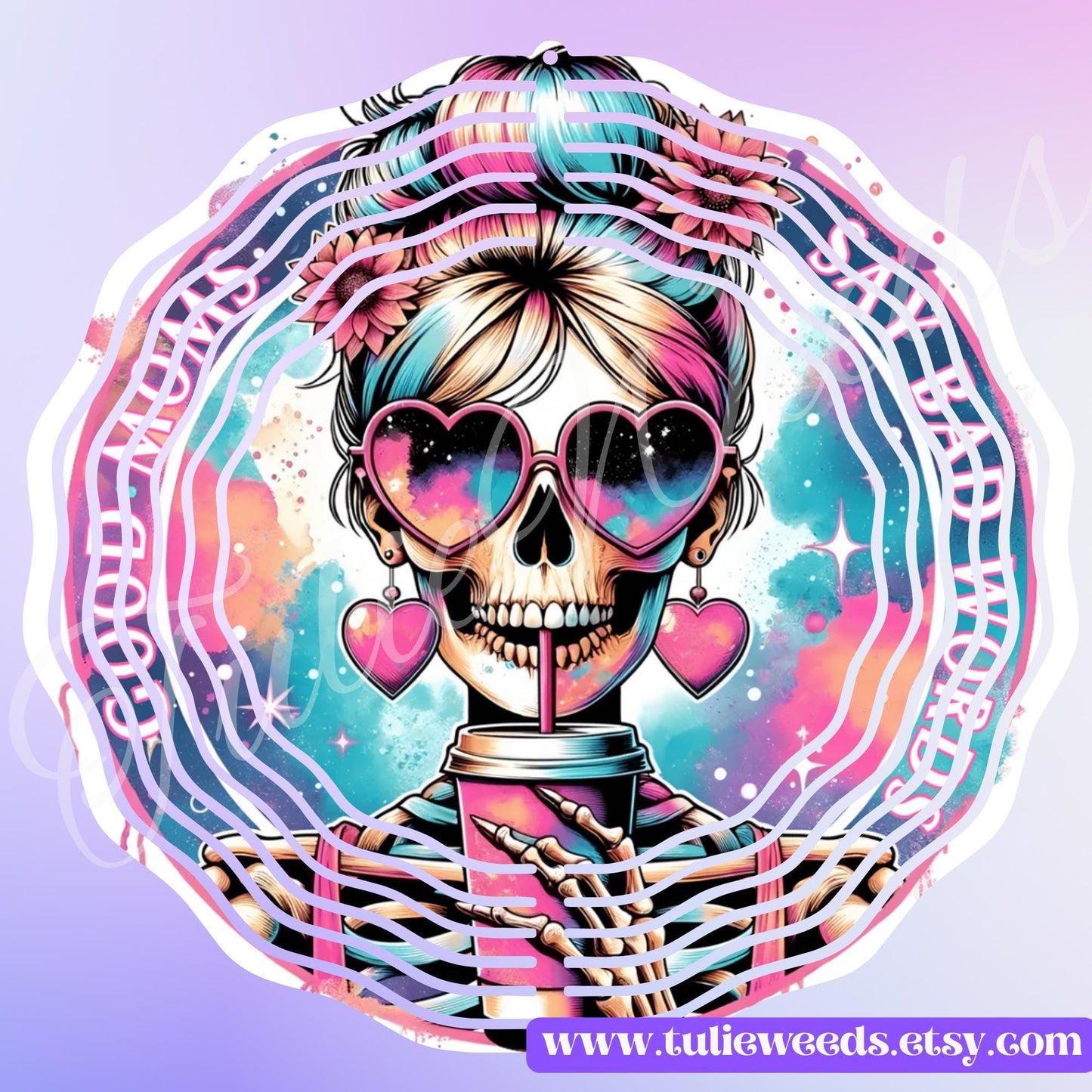 Wind spinners, yard decorations, witches, metal signs, handmade sign, outdoor signs, tail ball spinner, Halloween, garden decor, fall, skull