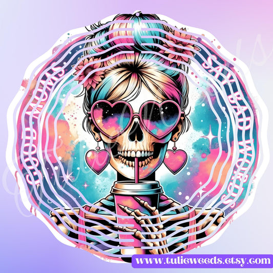 Wind spinners, yard decorations, witches, metal signs, handmade sign, outdoor signs, tail ball spinner, Halloween, garden decor, fall, skull