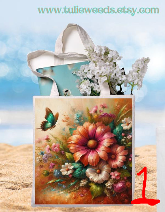 Tote bag, girl, totes, handbag, picnic bag, shopping bag, book bag, purse, canvas, flower tote, butterflies, beach bag, travel tote, giftbag