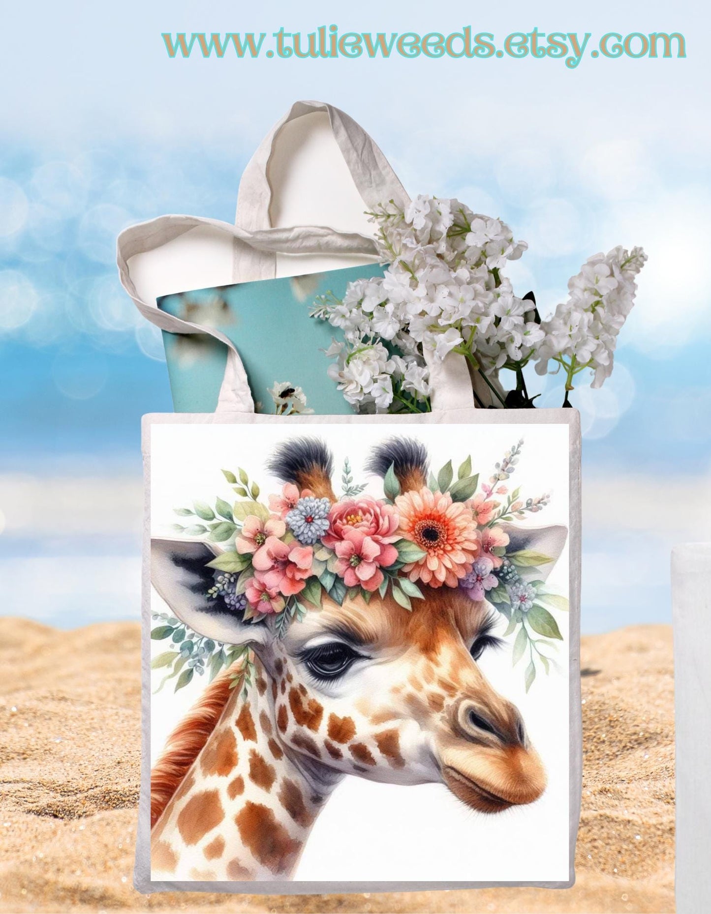 Tote bag, totes, handbag, picnic bag, shopping bag, book bag, purse, canvas, kids, beach bag, travel tote, giftbag, giraffes, baby shower