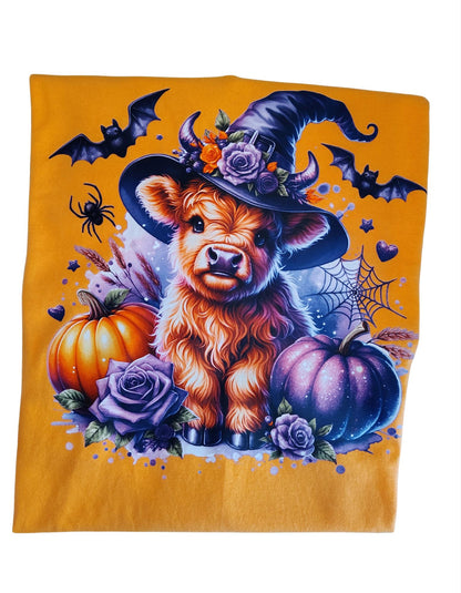 Halloween T-shirt, purple shirt, clothes, skulls, shirts, fall clothes,cows,orange clothes
