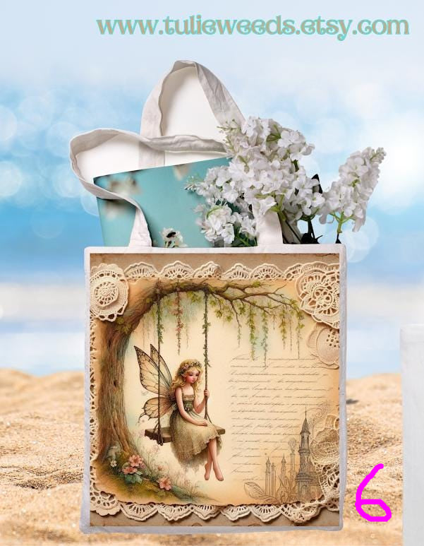 Tote bag, girl, totes, handbag, picnic bag, shopping bag, book bag, purse, canvas, fairies, butterflies, beach bag, travel tote, giftbag